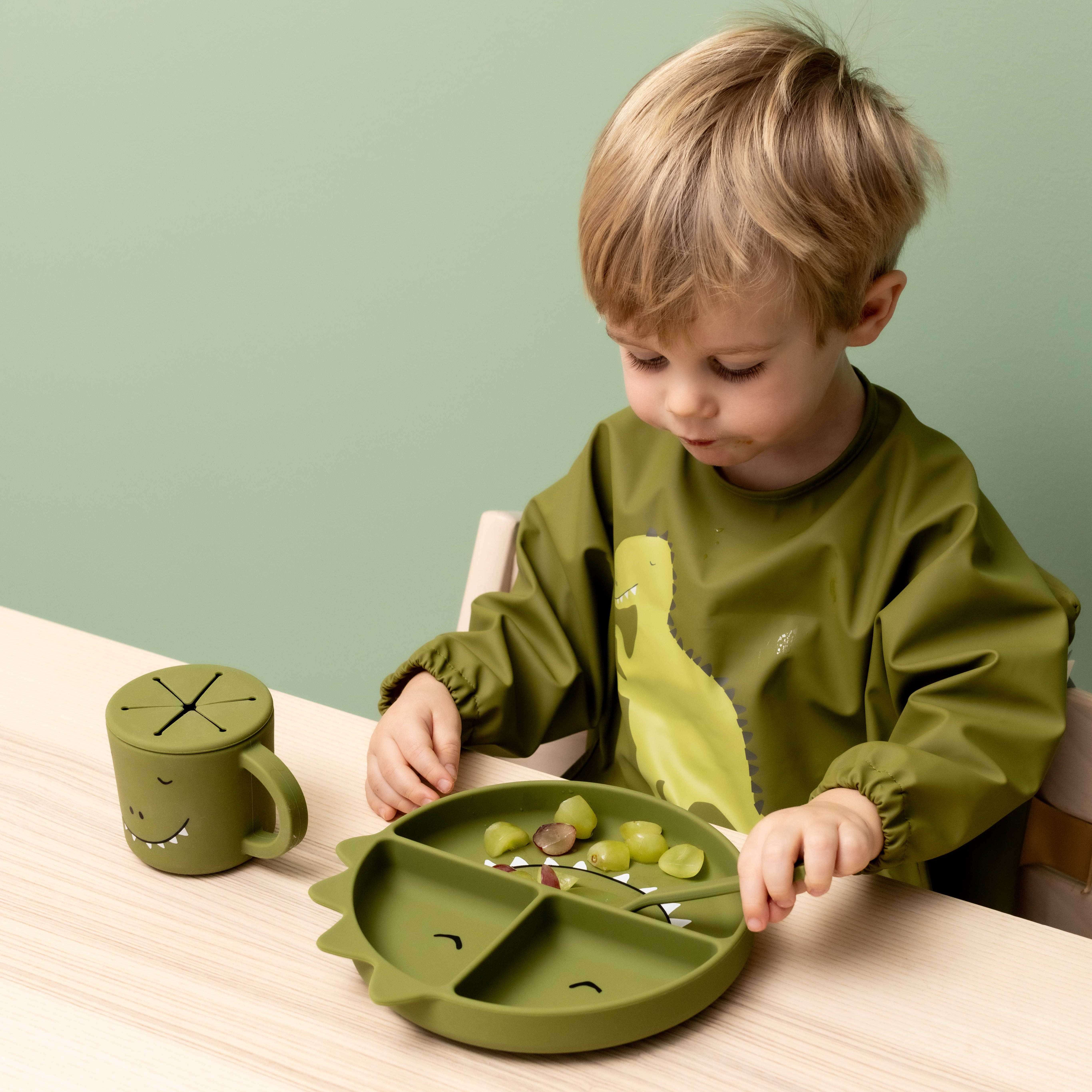 Assiette avec ventouse en silicone et compartiments - Mr. Dino